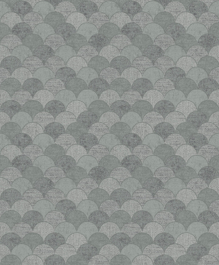 Mermaid Scales Grey & Silver Wallpaper by Antonina Vella Antonina Vella Natural Opalescence Covers about 57.8 square feet 21-in by 33-ft long roll Unpasted 25.2 - Fabric Carolina -