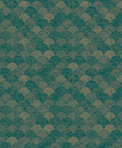 Mermaid Scales Teal & Gold Wallpaper by Antonina Vella