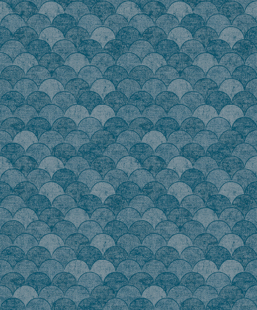 Mermaid Scales Blue Wallpaper by Antonina Vella Antonina Vella Natural Opalescence Covers about 57.8 square feet 21-in by 33-ft long roll Unpasted 25.2 - Fabric Carolina -