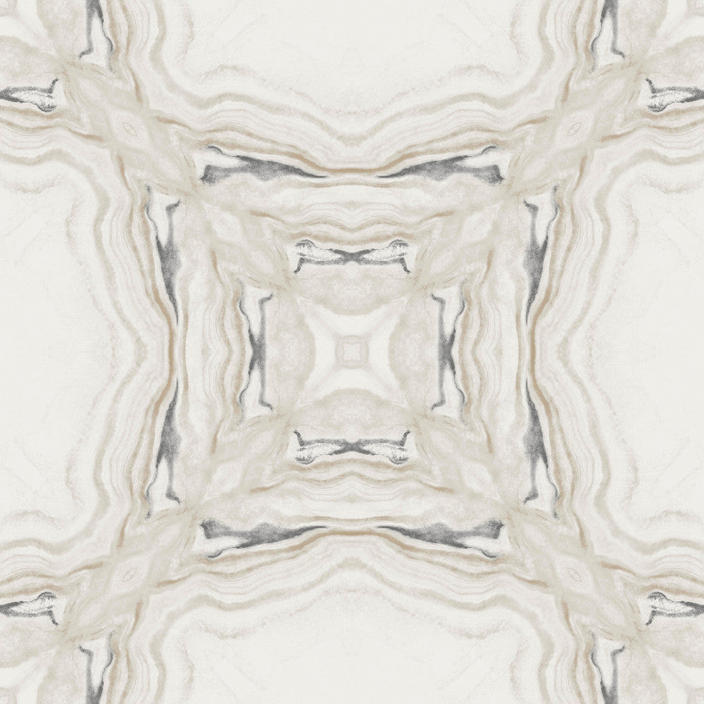 Stone Kaleidoscope Grey & Black Metallic Wallpaper by Antonina Vella Antonina Vella Natural Opalescence Covers about 57.8 square feet 21-in by 33-ft long roll Unpasted 20.8 - Fabric Carolina -