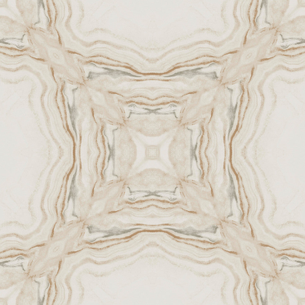 Stone Kaleidoscope Cream & Charcoal Metallic Wallpaper by Antonina Vella Antonina Vella Natural Opalescence Covers about 57.8 square feet 21-in by 33-ft long roll Unpasted 20.8 - Fabric Carolina -
