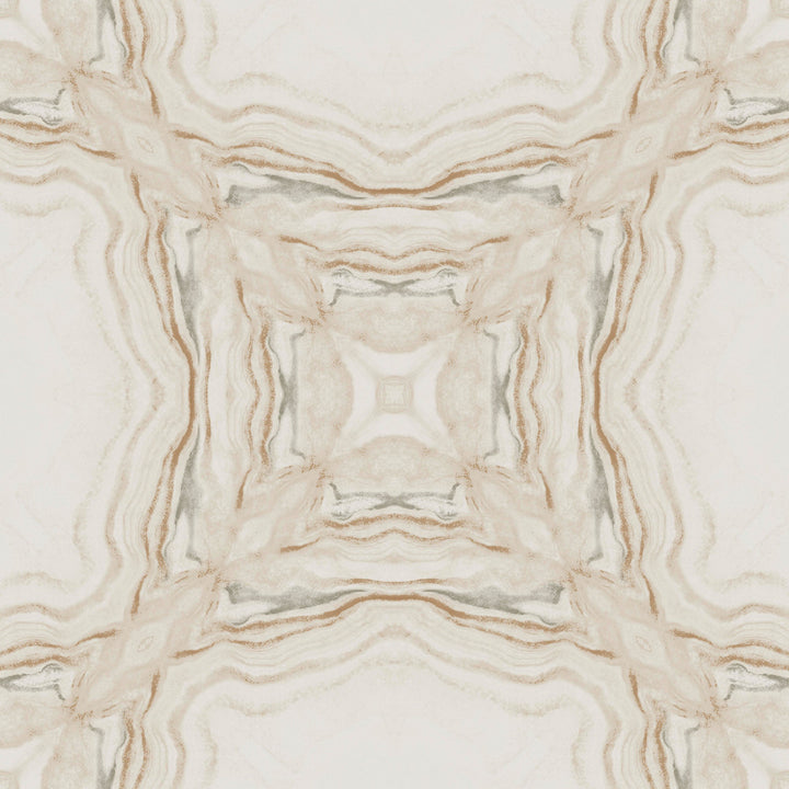Stone Kaleidoscope Cream & Charcoal Metallic Wallpaper by Antonina Vella Antonina Vella Natural Opalescence Covers about 57.8 square feet 21-in by 33-ft long roll Unpasted 20.8 - Fabric Carolina -