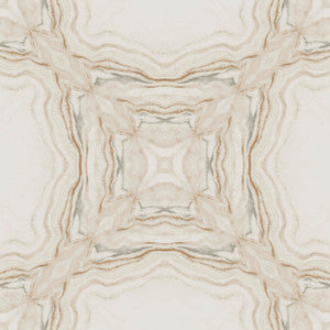 Stone Kaleidoscope Cream & Charcoal Metallic Wallpaper by Antonina Vella