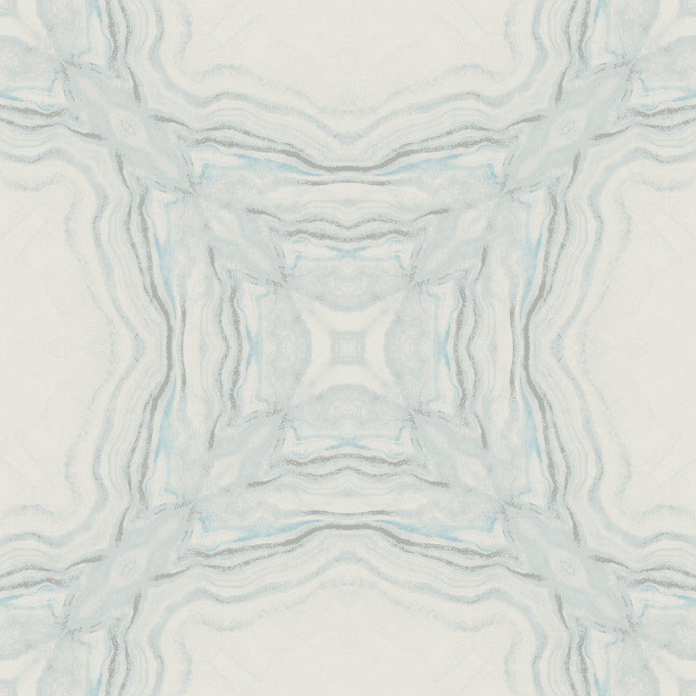 Stone Kaleidoscope Blue Metallic Wallpaper by Antonina Vella Antonina Vella Natural Opalescence Covers about 57.8 square feet 21-in by 33-ft long roll Unpasted 20.8 - Fabric Carolina -