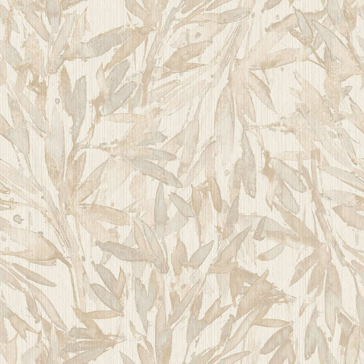 Rainforest Leaves Beige Wallpaper by Antonina Vella Antonina Vella Natural Opalescence Covers about 57.8 square feet 21-in by 33-ft long roll Unpasted 20.8 - Fabric Carolina -