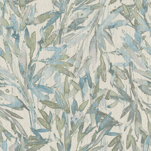 Rainforest Leaves Blue & Green Wallpaper by Antonina Vella