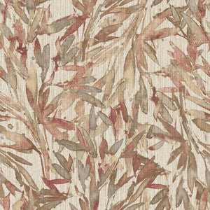 Rainforest Leaves Red & Warm Grey Wallpaper by Antonina Vella