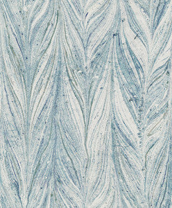 Ebru Marble Blue Metallic Wallpaper by Antonina Vella