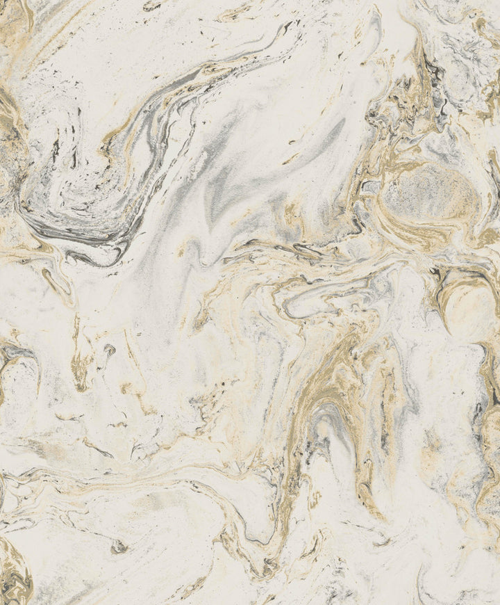 Oil & Marble Black & Gold Metallic Wallpaper by Antonina Vella Antonina Vella Natural Opalescence Covers about 57.8 square feet 21-in by 33-ft long roll Unpasted 25.2 - Fabric Carolina -