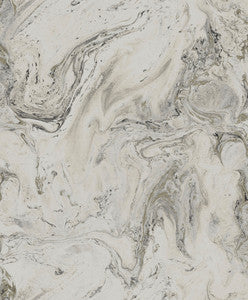 Oil & Marble Grey Metallic Wallpaper by Antonina Vella