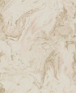 Oil & Marble Blush Metallic Wallpaper by Antonina Vella