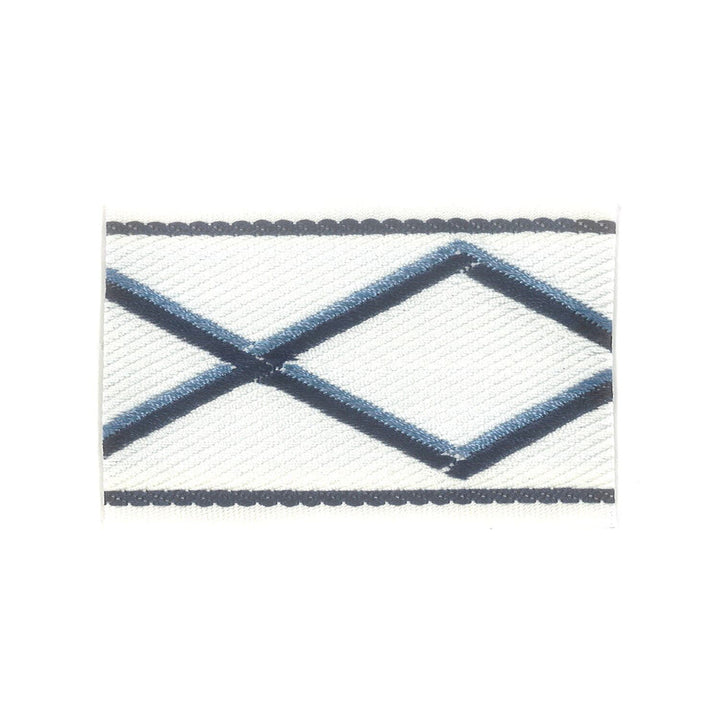 Yakima 3 Denim by Stout Designer Trim METROPOLITAN TRIM 52%SVI 48%POL CHINA Horizontal: 2.75 and Vertical: 0 2.25 in - Swanky Fabrics -