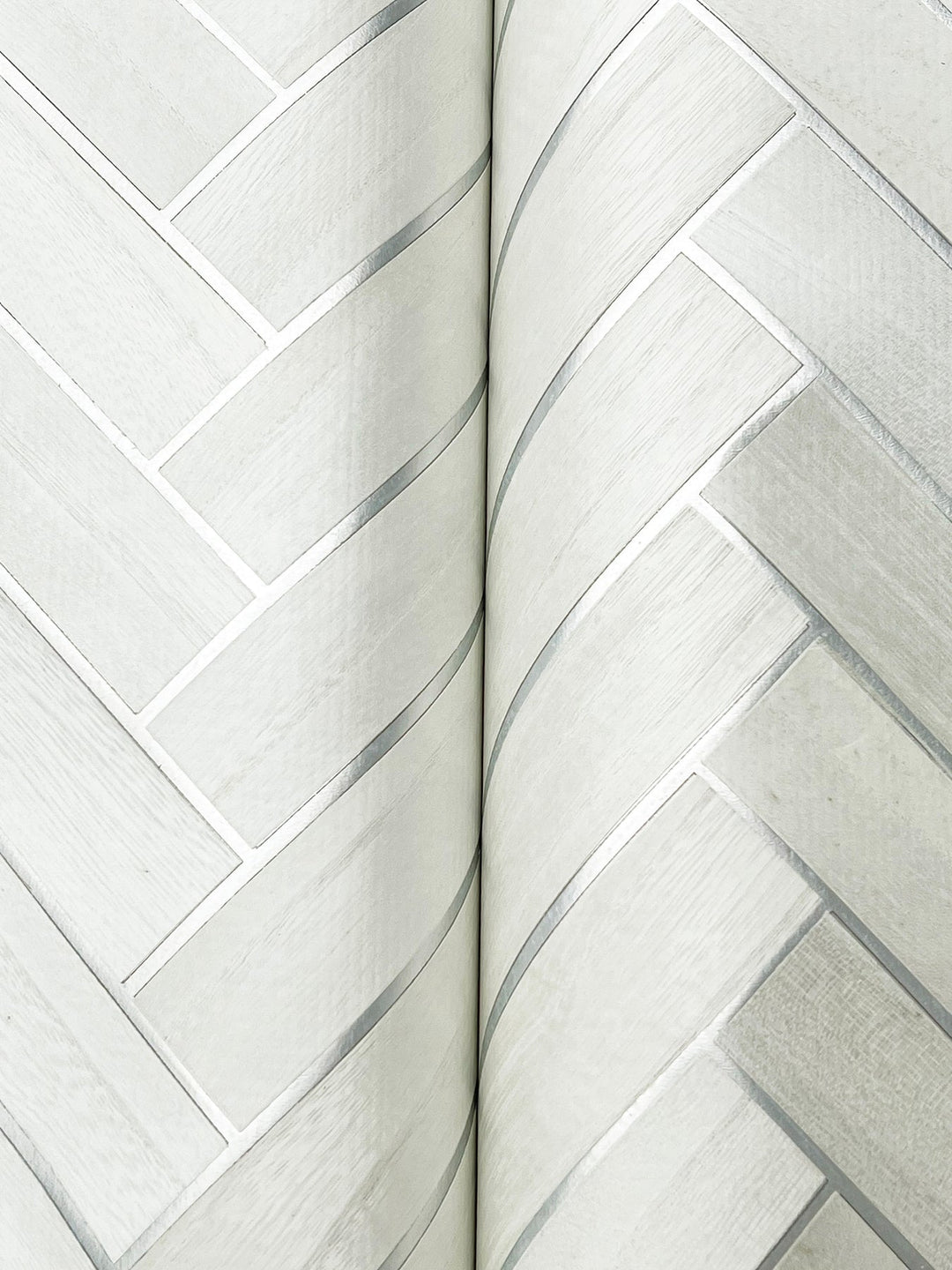 Herringbone Wood Veneer Apple Blossom Wallpaper by Ronald Redding Designer