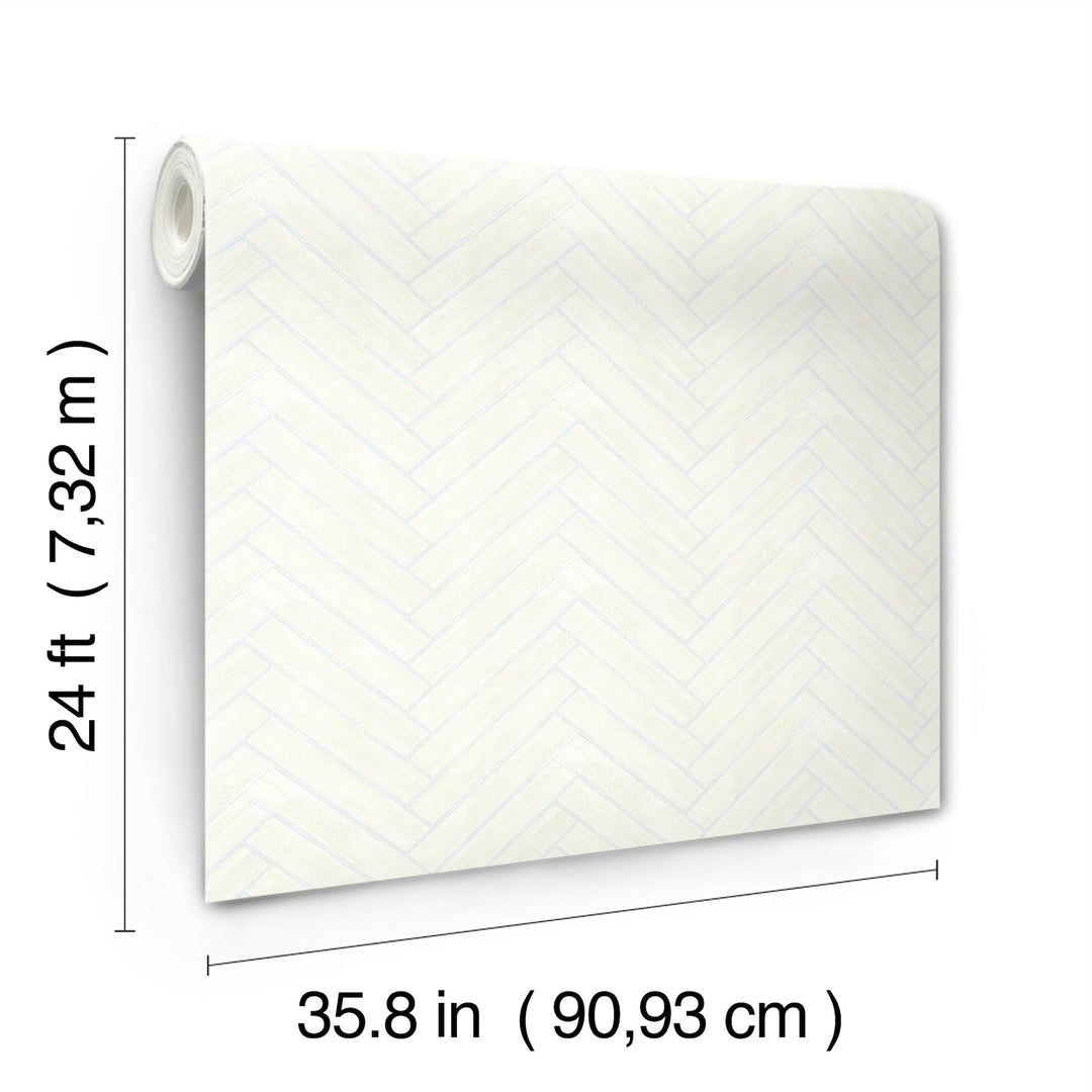 Herringbone Wood Veneer Apple Blossom Wallpaper by Ronald Redding Designer