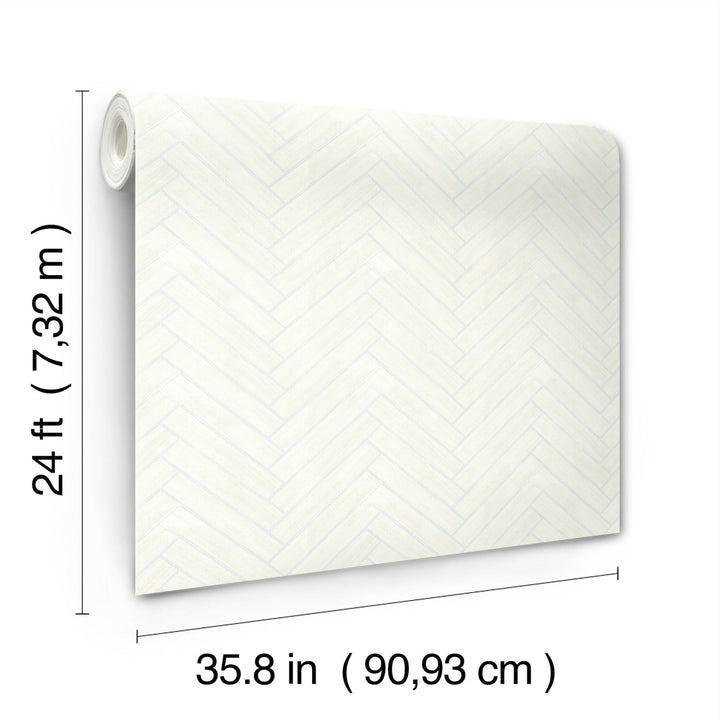 Herringbone Wood Veneer Apple Blossom Wallpaper by Ronald Redding Designer