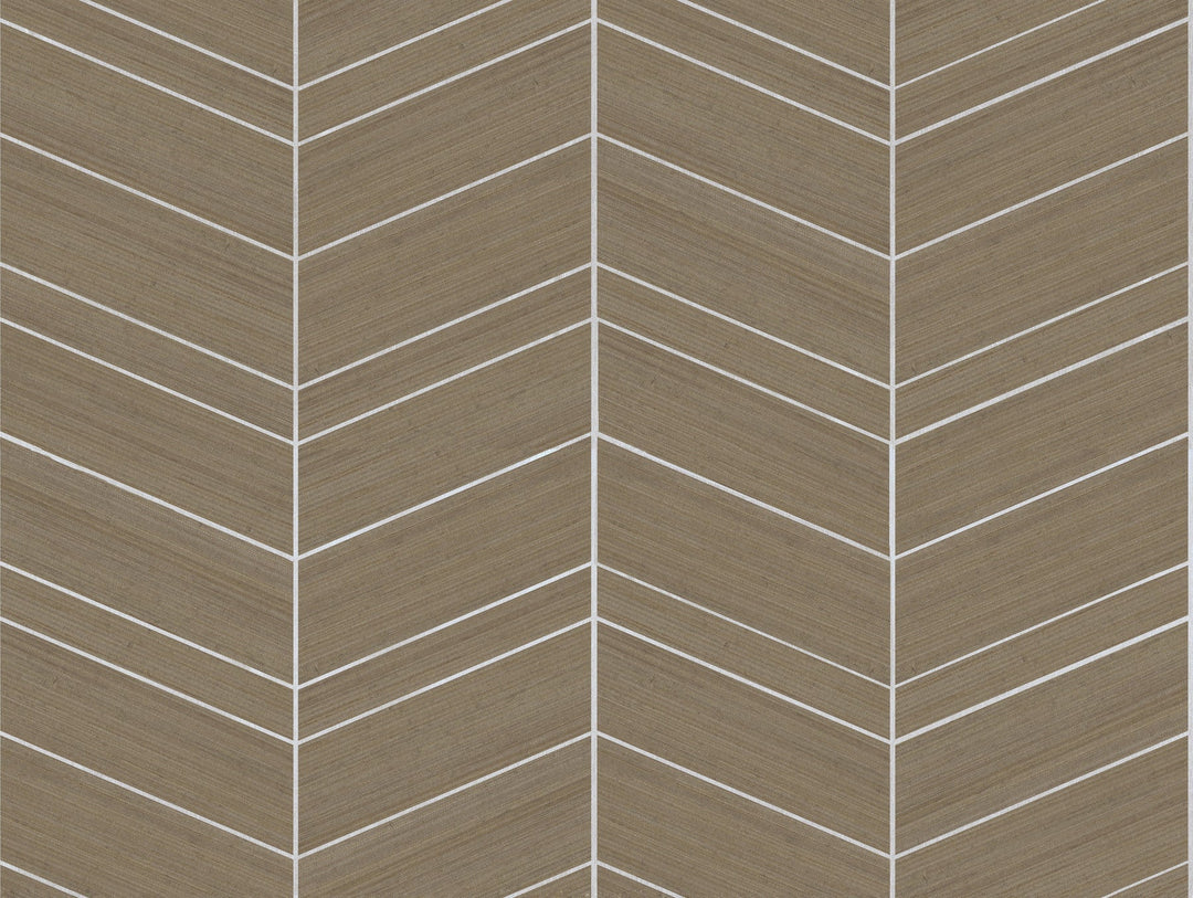 Chevron Abaca Cinnamon Wallpaper by Ronald Redding Designer