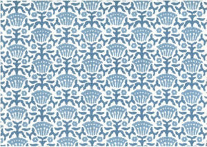 York Blues by Norbar Designer Fabric ROMANCE 100% COTTON SPAIN 3 1/2"V 2 1/4"H 55" - Swanky Fabrics -