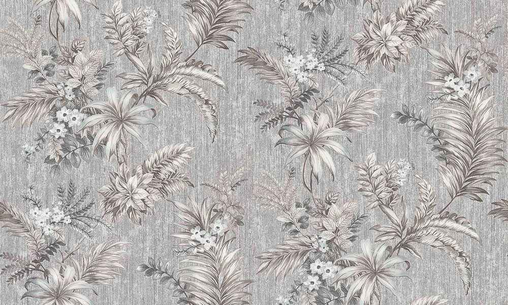 Dis Legolas Grey Botanical Wallpaper by Brewster Regent Covers about 57.8 square feet 21-in by 33-ft long roll Unpasted 21 - Fabric Carolina -