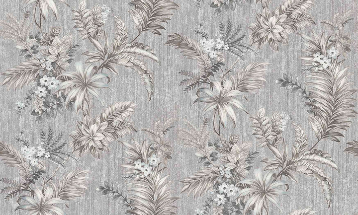 Dis Legolas Grey Botanical Wallpaper by Brewster Regent Covers about 57.8 square feet 21-in by 33-ft long roll Unpasted 21 - Fabric Carolina -