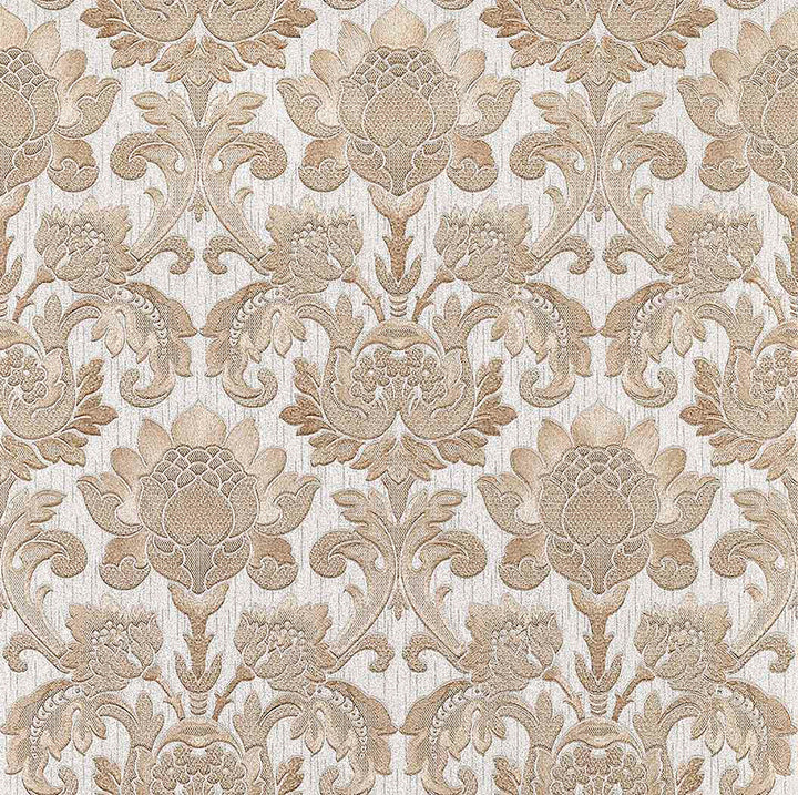 Dis Scudo Beige Damask Wallpaper by Brewster Regent Covers about 57.8 square feet 21-in by 33-ft long roll Unpasted 21 - Fabric Carolina -