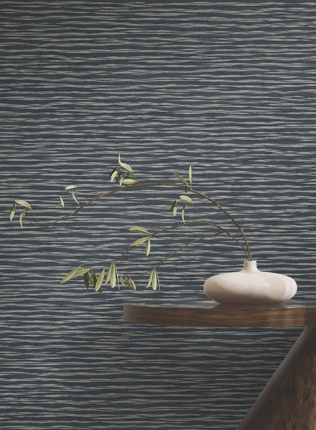 Lotus Weave Navy Wallpaper by Ronald Redding Designer