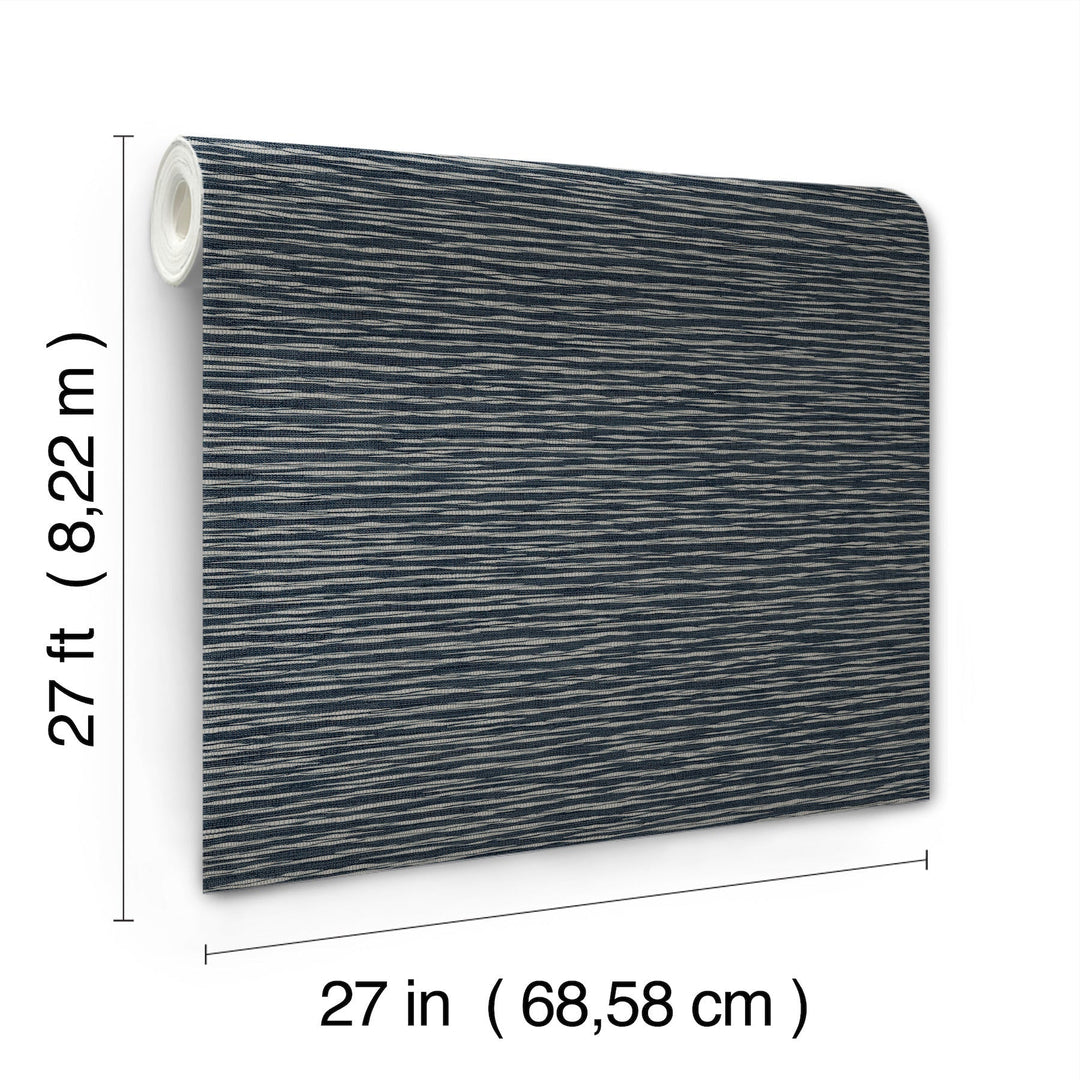 Lotus Weave Navy Wallpaper by Ronald Redding Designer