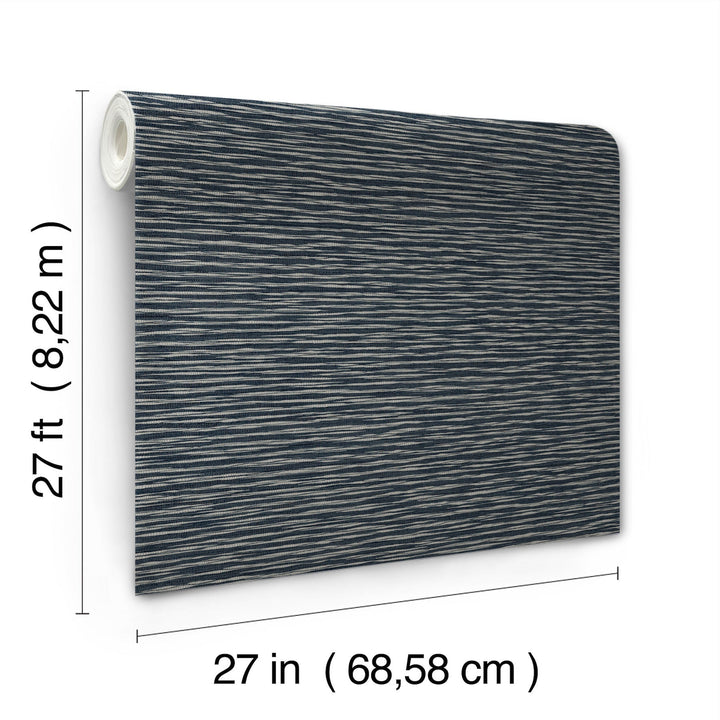 Lotus Weave Navy Wallpaper by Ronald Redding Designer