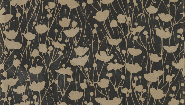 Shimmering Poppies Black & Gold Wallpaper by Ronald Redding Designer