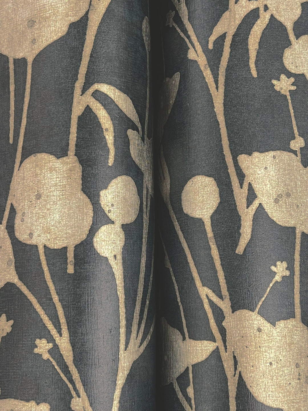 Shimmering Poppies Black & Gold Wallpaper by Ronald Redding Designer