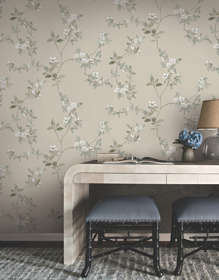 April Blossom Taupe Wallpaper by Ronald Redding Designer