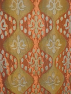 Angel Of Longevity Salmon Blue Green ZB17300002 by Grey Watkins Designer Fabric 49% LINEN 51% SILK CHINA LIGHT DUTY Horizontal: 14.25" and Vertical: 27.5" 55 - Swanky Fabrics -