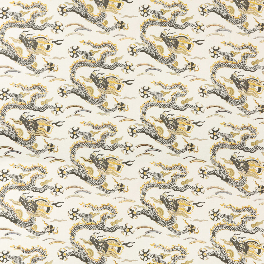 Zen Dragon Gold by Kravet Couture Fabric - COTTON - 95%;RAYON - 5% India - Horizontal: 27 and Vertical: 16.6 54 - Fabric Carolina -