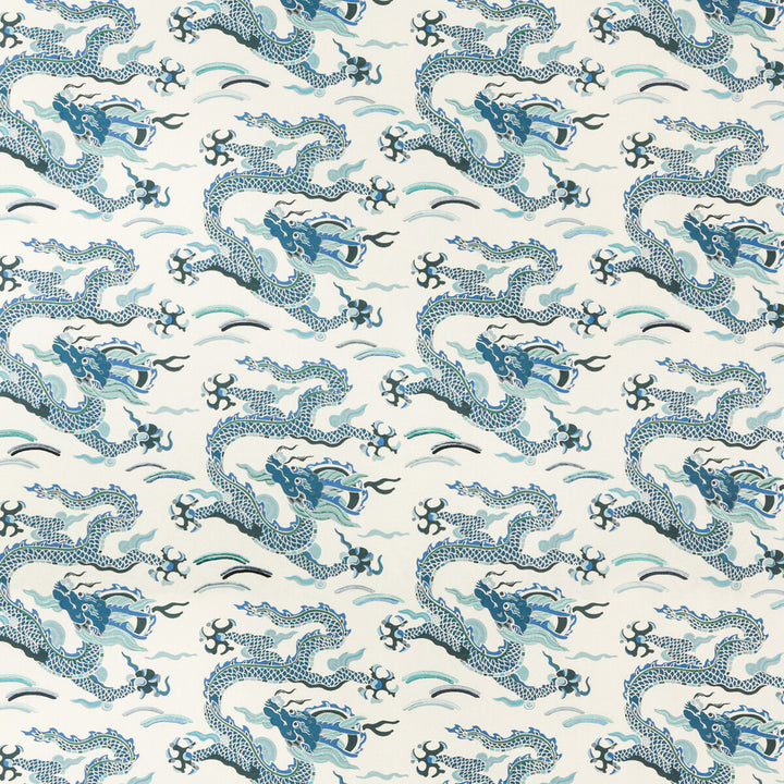 Zen Dragon Indigo by Kravet Couture Fabric - COTTON - 95%;RAYON - 5% India - Horizontal: 27 and Vertical: 16.6 54 - Fabric Carolina -