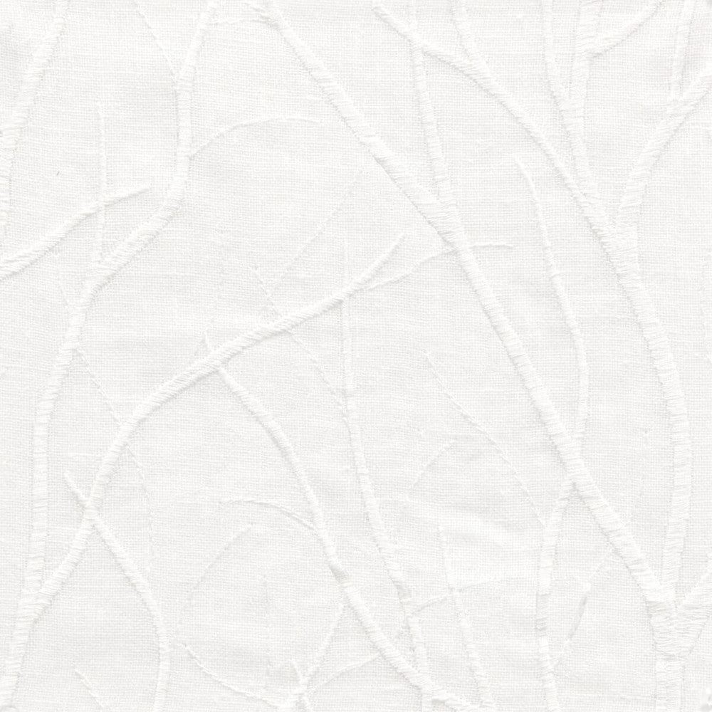 Zephyr 2 Pearl by Stout Fabric Color My Window Alabaster/Parchment 54% Linen 32% Cotton 14% Polyester Polyester Embroidery INDIA Horizontal: 12.75 and Vertical: 12.75 51.5 in - Fabric Carolina -