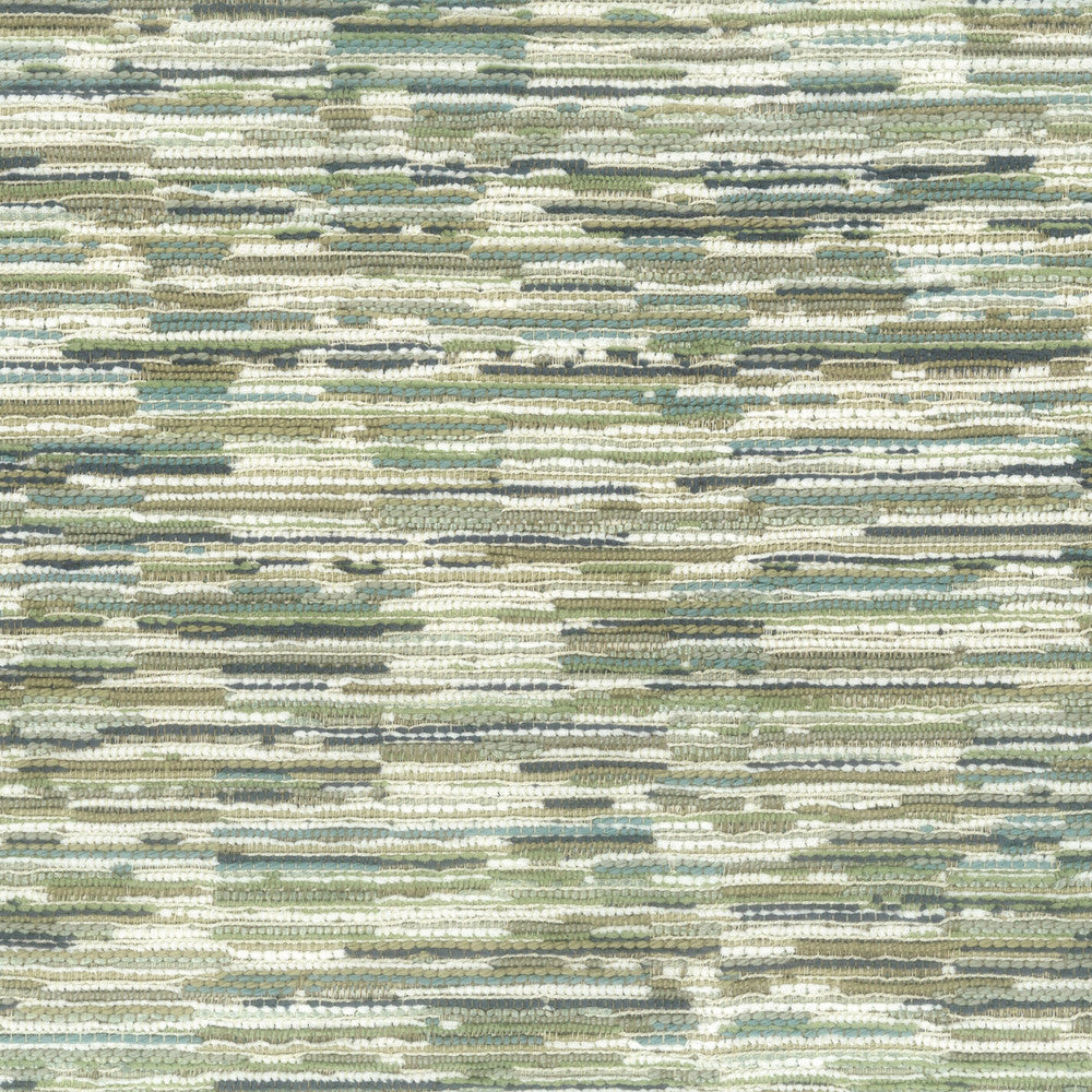 Zinnia 1 Caribbean by Stout Fabric LIVING IS EASY SEASPRAY/LAGOON 56%POL 44%COT USA PERFORMANCE RATED FABRIC FLAME RETARDANT-U.F.A.C. CLASS 1 CATB 117-2013 WYZENBEEK 33 000 DOUBLE RUB WEAR TEST (HEAVY DUTY) Horizontal: 14.625 and Vertical: 15.25 55.75 in - Fabric Carolina -
