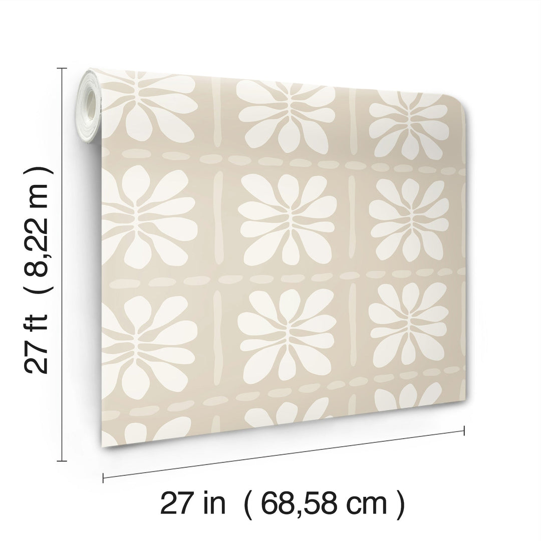 Mimosa Fleur Nude Wallpaper by York Wallcoverings Designer
