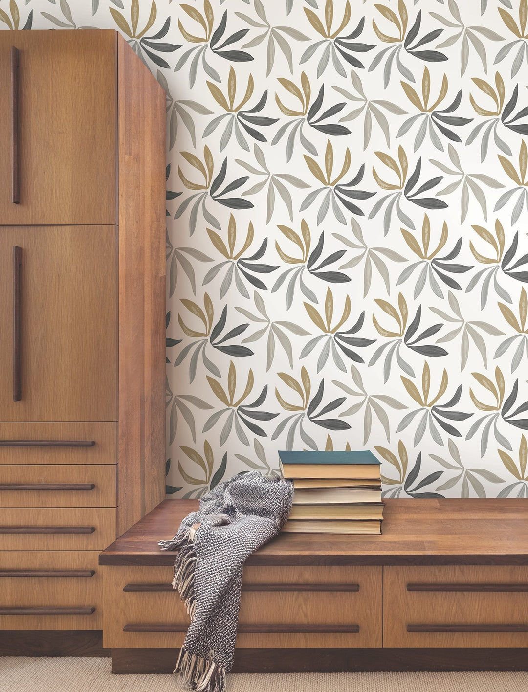 Little Garden Graphite & Gold Wallpaper by York Wallcoverings Designer