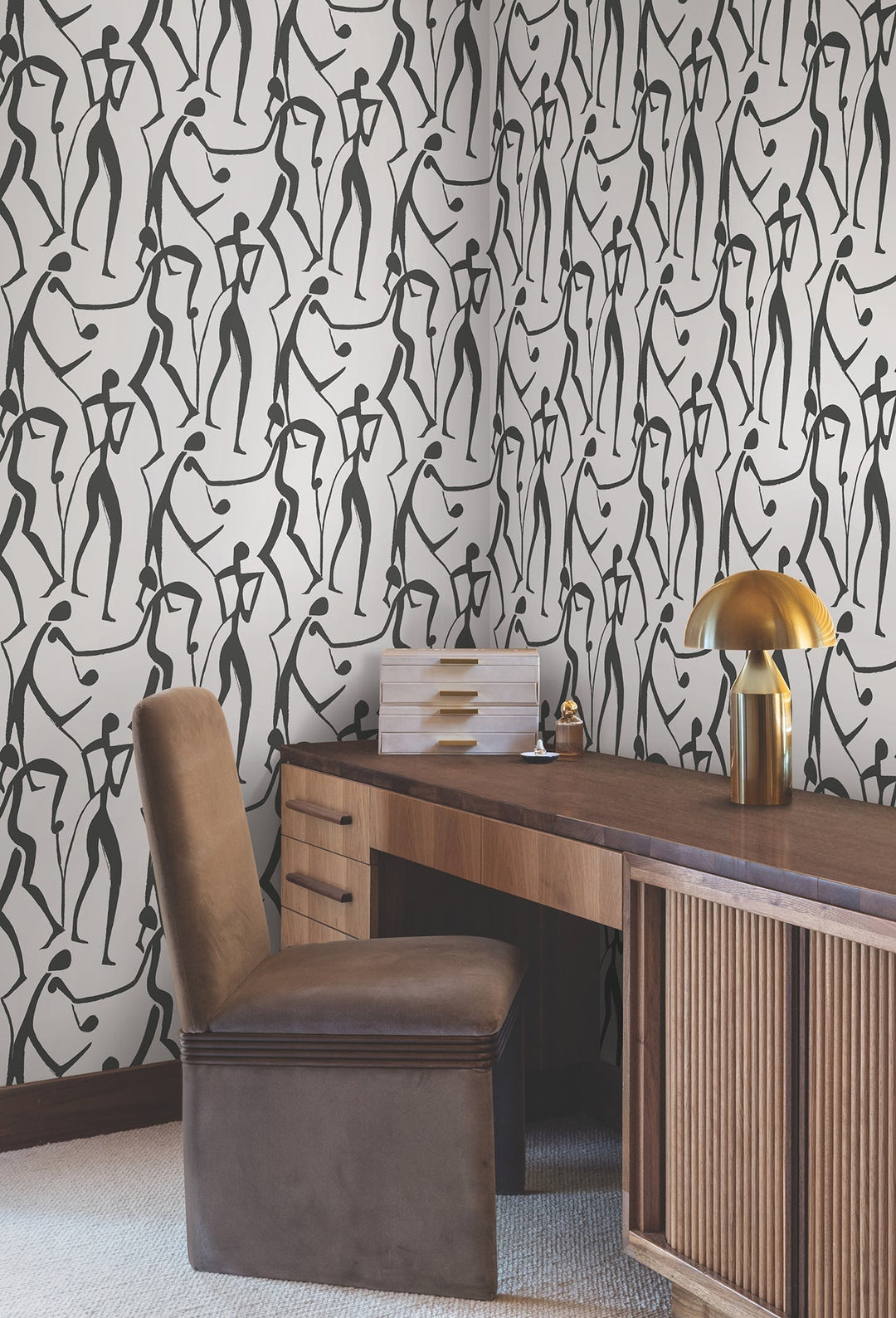 Joyful Dancers Carbon Black Wallpaper by York Wallcoverings Designer