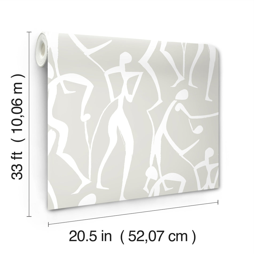 Joyful Dancers Lichen Grey Wallpaper by York Wallcoverings Designer