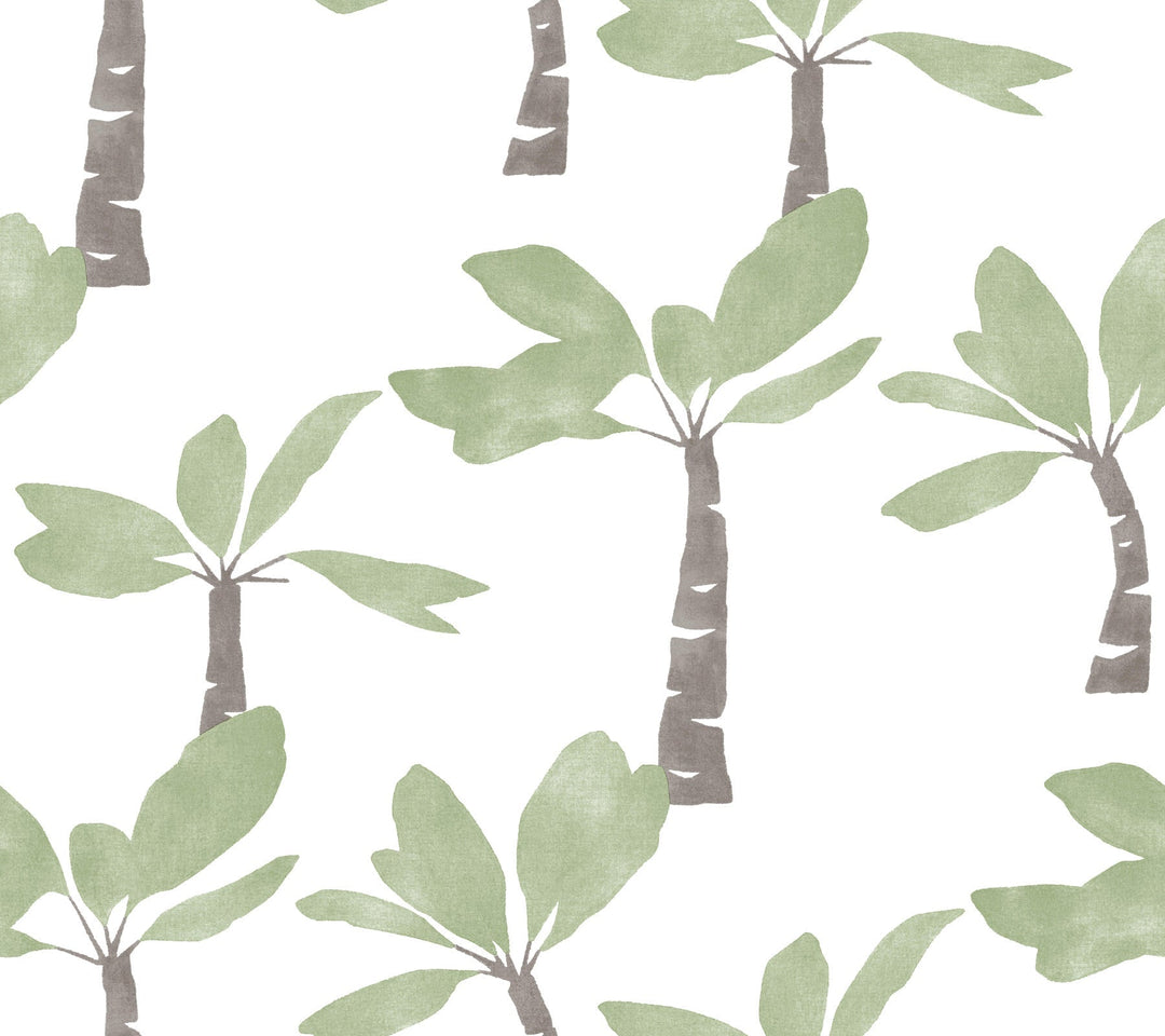Painted Oasis Leaf Green Wallpaper by York Wallcoverings Designer