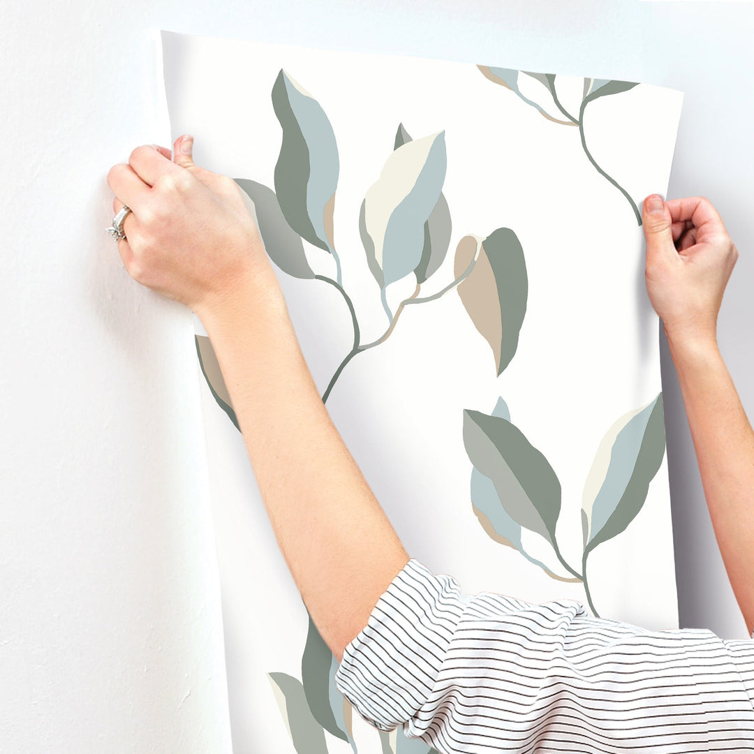 Brushwork Branches Mineral & Olive Wallpaper by York Wallcoverings Designer