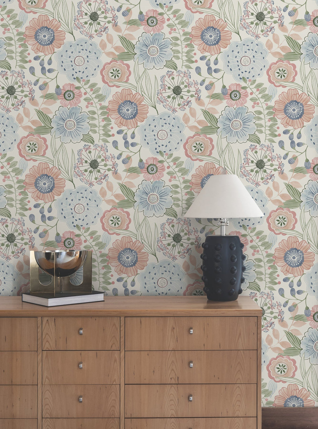 Artistic Bouquet Multicolor Wallpaper by York Wallcoverings Designer