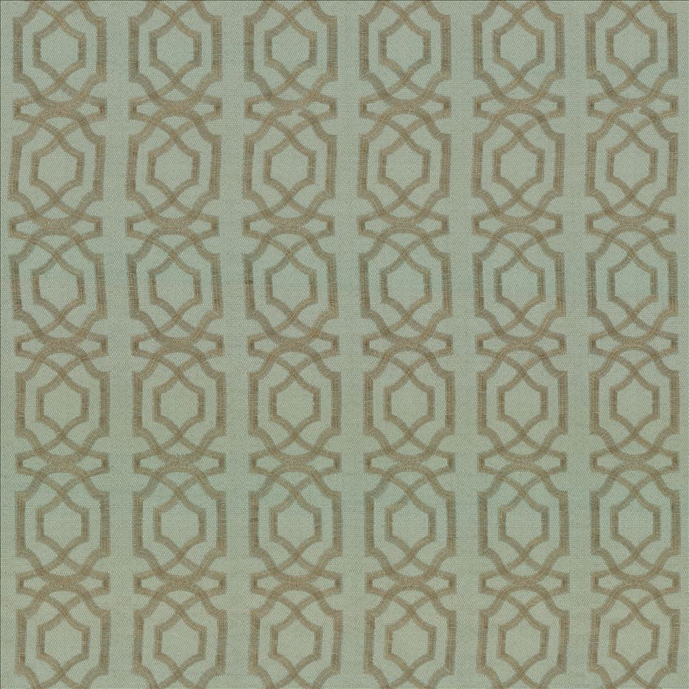 Abacot Aqua by Kasmir Fabric 5074 100% Polyester Embroidery 100% Polyester CHINA Not Tested Horizontal: 3 4/8 inches and Vertical: 3 6/8 inches 55 - 58 - Fabric Carolina -