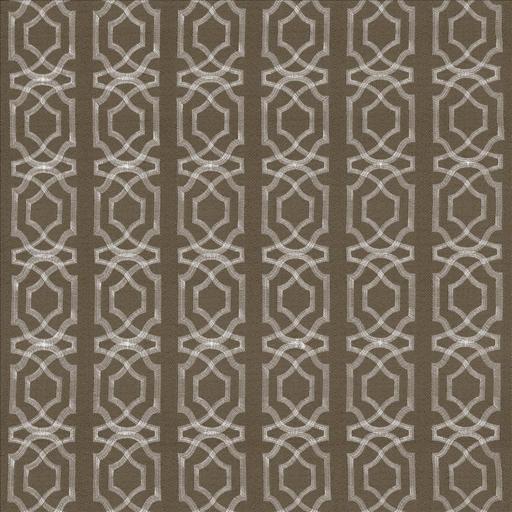 Abacot Taupe by Kasmir Fabric 5068 100% Polyester Embroidery 100% Polyester CHINA Not Tested Horizontal: 3 4/8 inches and Vertical: 3 6/8 inches 55 - 58 - Fabric Carolina -