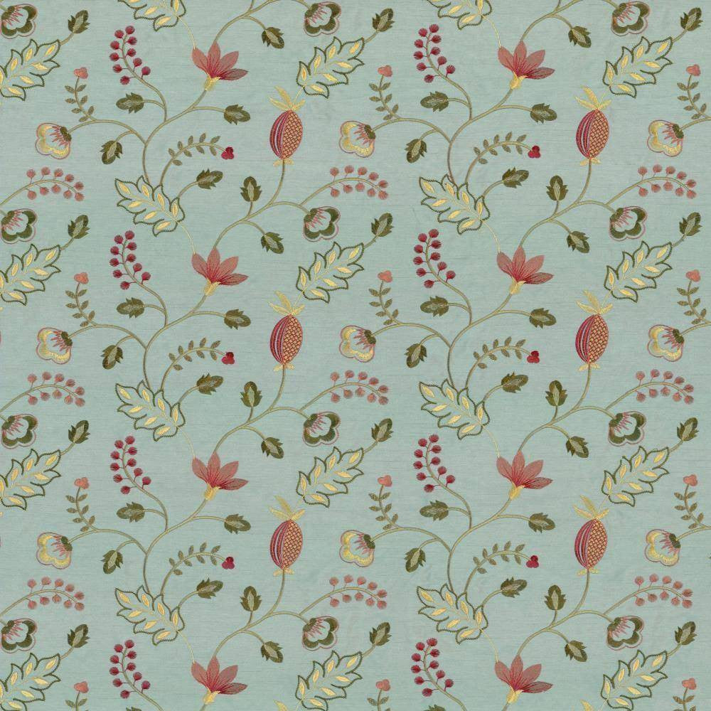 Abberville Azalea by Kasmir Fabric 1443 100% Polyester Embroidery Contents 100% Polyester INDIA 30,000 Wyzenbeek Double Rubs H: 13 inches, V:9 4/8 inches 54 - 55 - Fabric Carolina - Kasmir