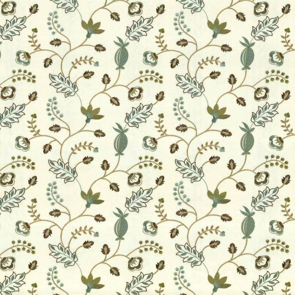 Abberville Crystal by Kasmir Fabric 1443 100% Polyester Embroidery Contents 100% Polyester INDIA 30,000 Wyzenbeek Double Rubs H: 13 inches, V:9 4/8 inches 54 - 55 - Fabric Carolina - Kasmir