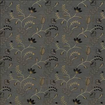 Abberville Steel by Kasmir Fabric 1443 100% Polyester Embroidery Contents 100% Polyester INDIA 30,000 Wyzenbeek Double Rubs H: 13 inches, V: 9 4/8 inches 54 - 55 - Fabric Carolina - Kasmir
