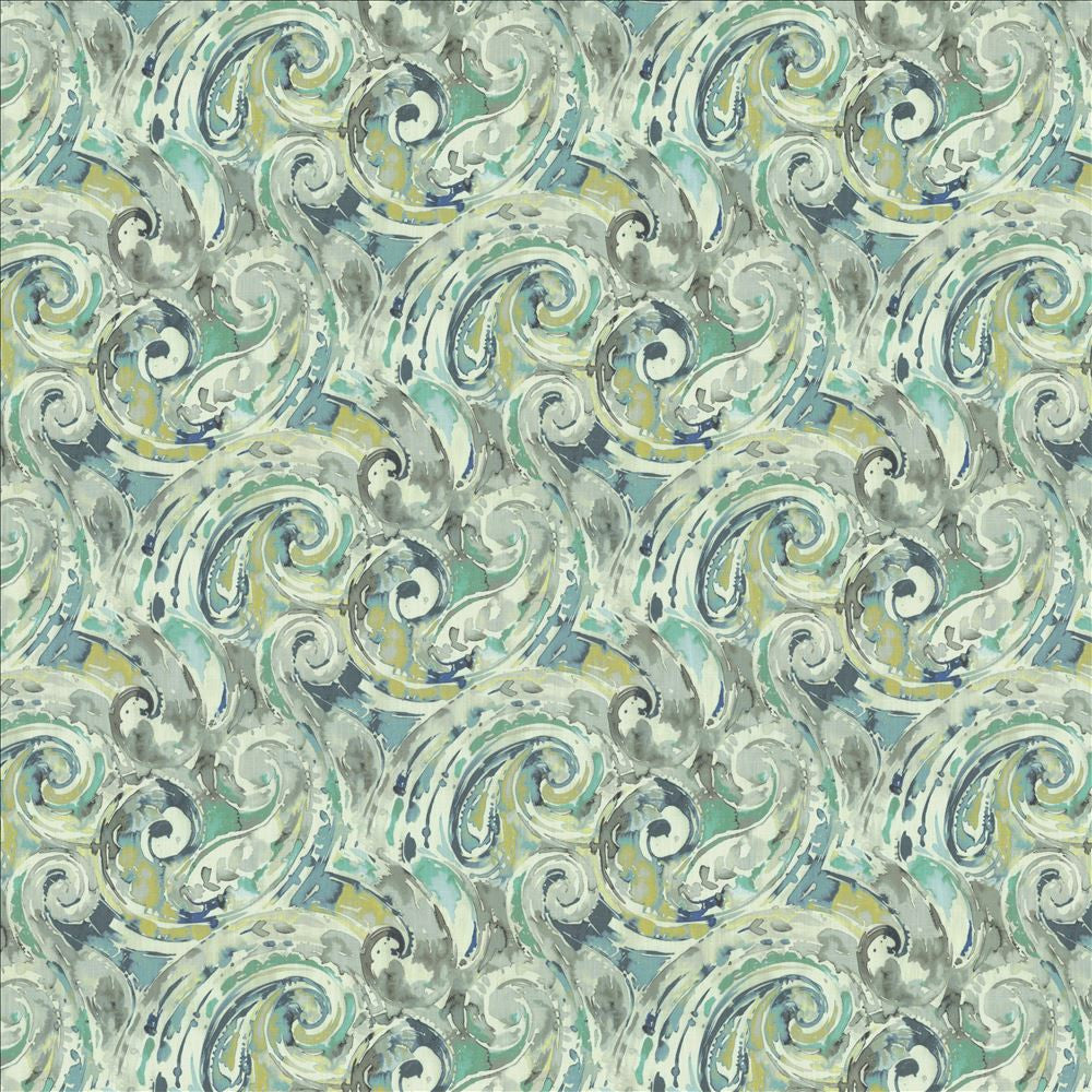 Abstract Paisley Blue Lagoon by Kasmir Fabric 1453 100% Cotton
 SOUTH KOREA 30,000 Wyzenbeek Double Rubs Horizontal: 18 inches and Vertical: 17 4/8 inches 54 - Fabric Carolina -