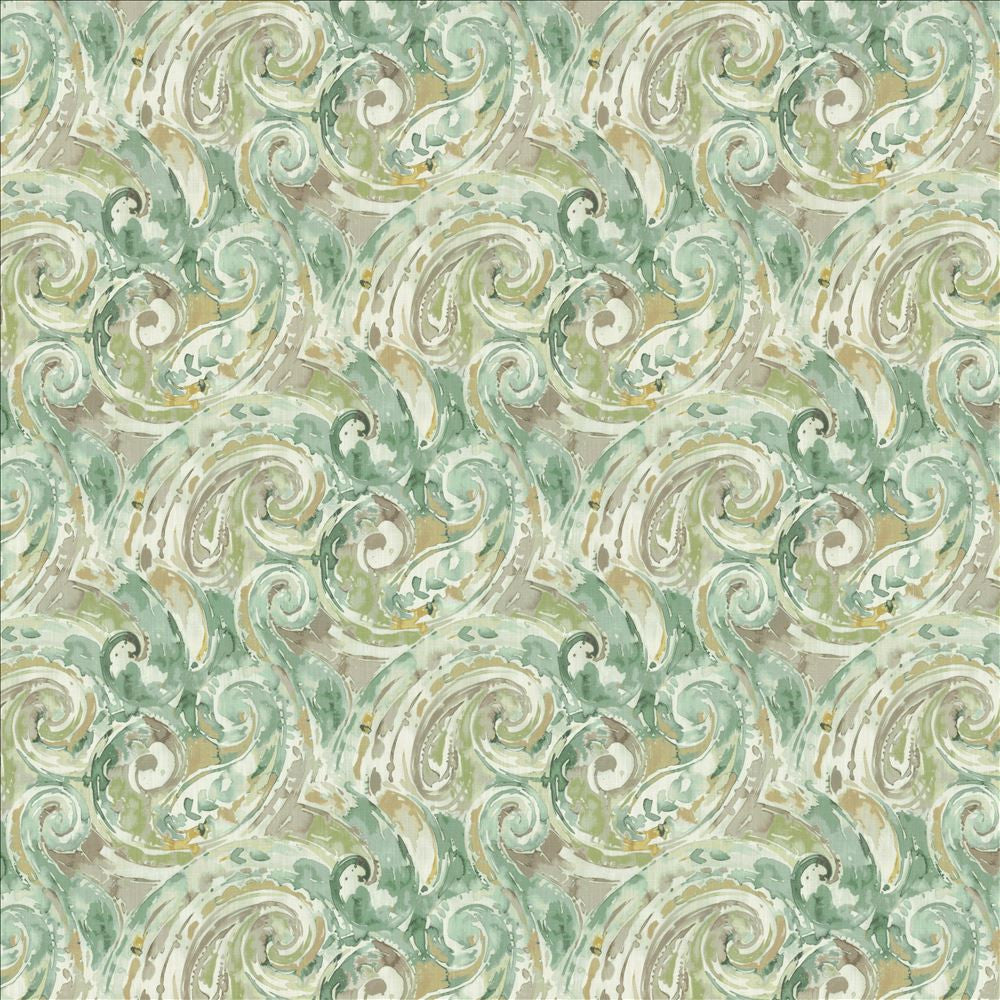 Abstract Paisley Seaspray by Kasmir Fabric 1453 100% Cotton
 SOUTH KOREA 30,000 Wyzenbeek Double Rubs Horizontal: 18 inches and Vertical: 17 4/8 inches 54 - Fabric Carolina -