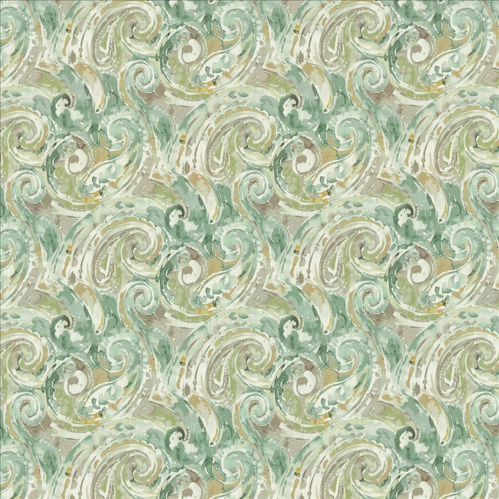 Abstract Paisley Seaspray by Kasmir Fabric 1453 100% Cotton
 SOUTH KOREA 30,000 Wyzenbeek Double Rubs Horizontal: 18 inches and Vertical: 17 4/8 inches 54 - Fabric Carolina -